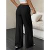 Pantaloni Eleganti a Gamba Larga da Donna per Tutte le Stagioni, Pantaloni Formali e da Tutti i Giorni con Tasche Laterali, Tessuto Non Elasticizzato per l'Ufficio