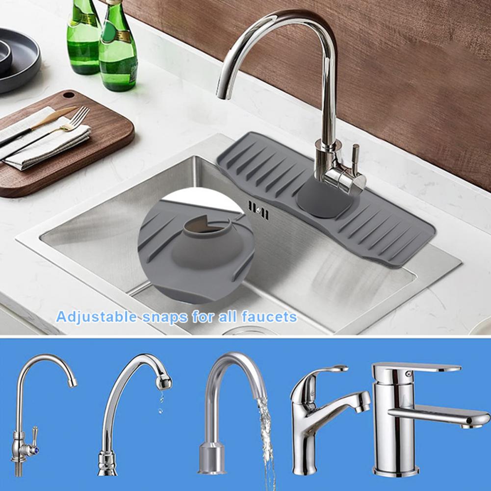Kitchen Sink Splash Guard Silicone Faucet Handle Drip Catcher Tray Sponge Holder Faucet Sink Protectors Mat For Kitchen Bathroom