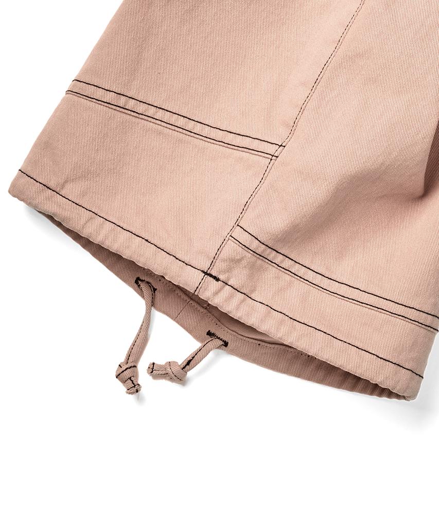 YESEYESEE Contrast Stitch Cargo Shorts Coral