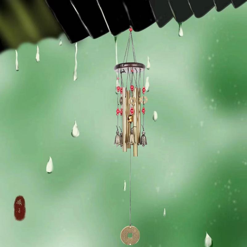

4-трубчатый подвесной колокольчик из сосны, металла, бронзы, Zhaocai Jinbao Dafeng Chime Home Outdoor Decoration 65CM