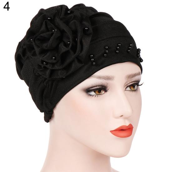 Fashion Flower Floral Beads Women Head Wrap Hat Head Protective Cover Case Gift
