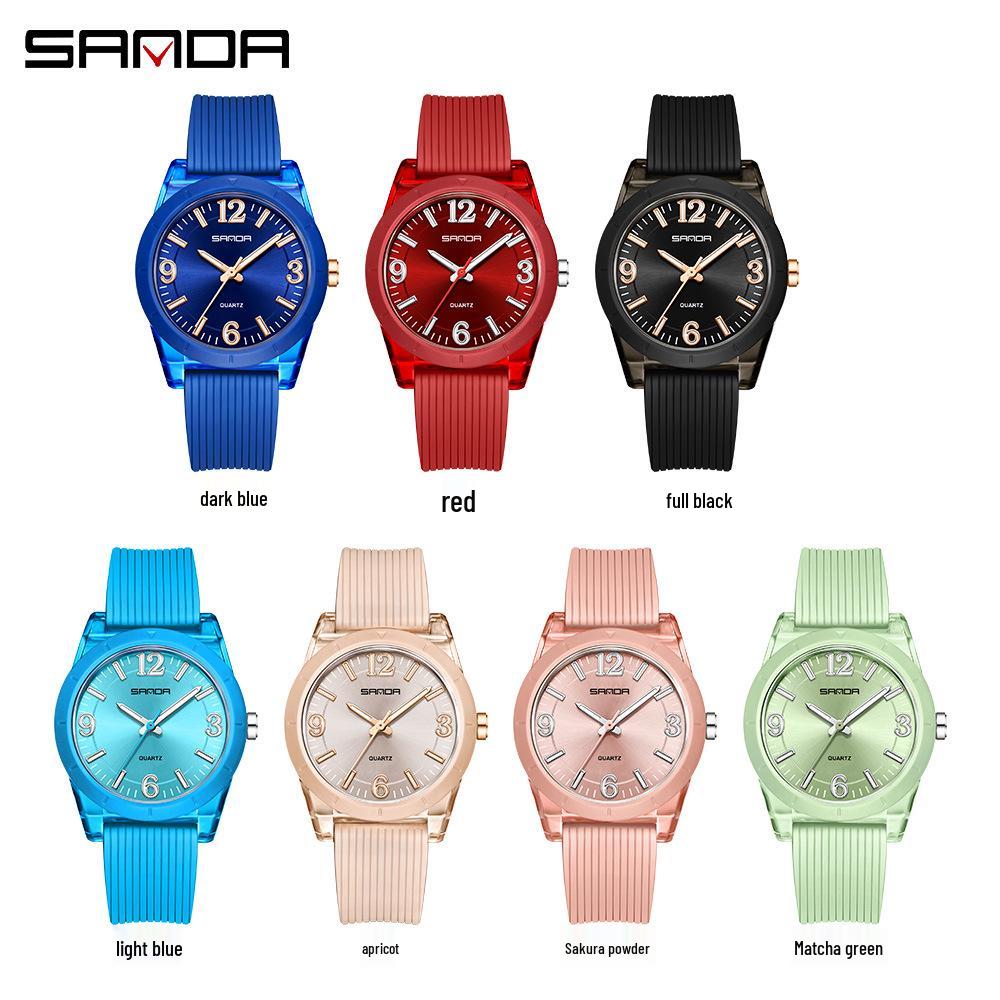 Sanda TEMU Hot-Selling Waterproof Quartz Luminous Student Watch with Thin Transparent Case for Children