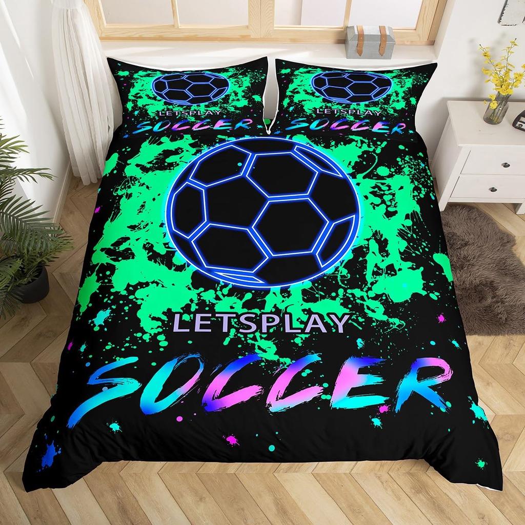 Feelyou Geometrisches Bettwäsche-Set Queen-Size Grün Schwarz Grau Bettbezug-Set für Jungen Mädchen Teenager Rechteck Quadrat Bettbezug Modern Abstrakt