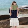 Sancai Plus Size V-Neck T-Shirt with Tie-Strap Shawl