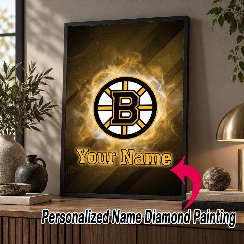 Custom Name Boston Bruins 5D Diamond Painting Personalized Full Drill Diamond Art Kit Gift