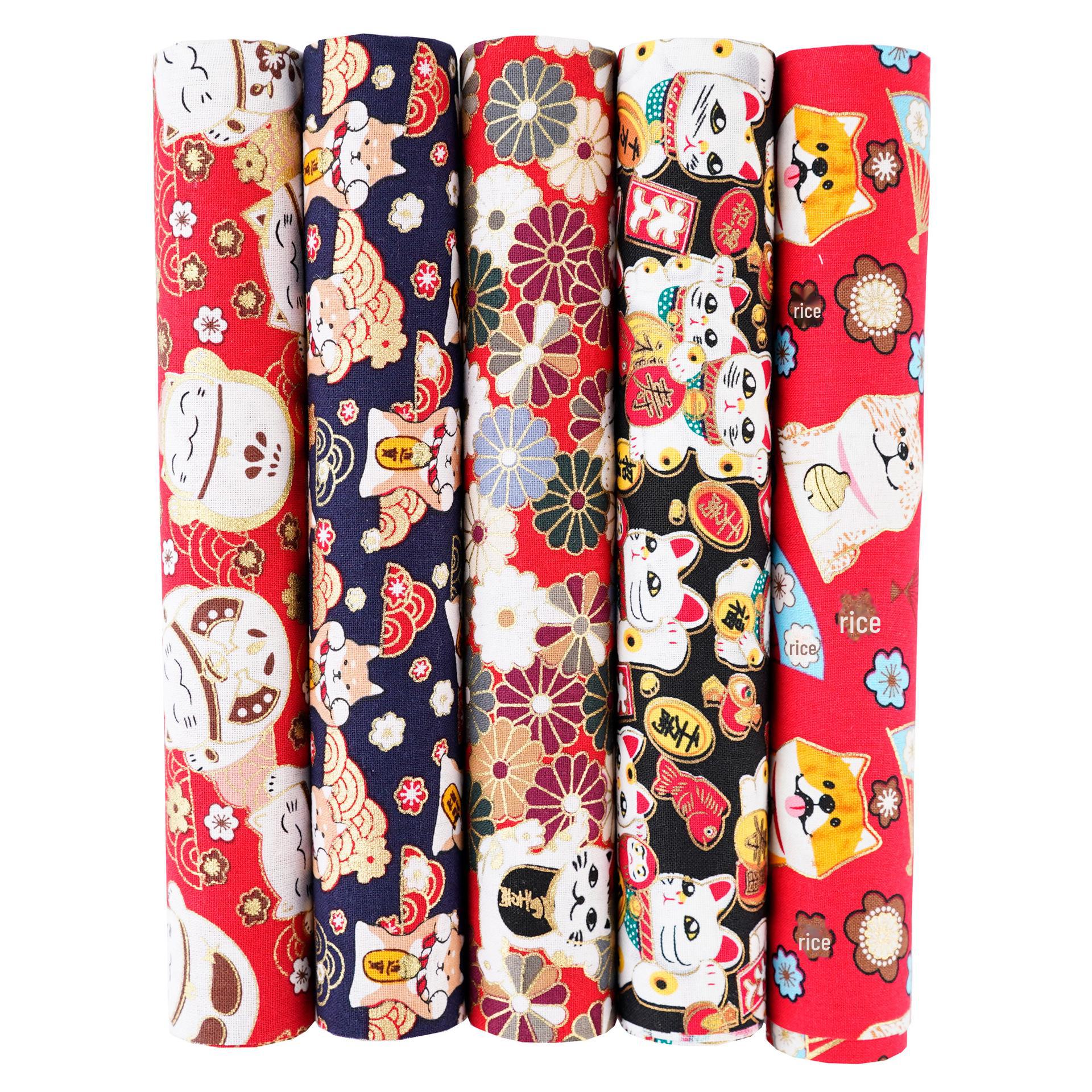 

Комплект хлопковой ткани с цветочным узором в японском стиле: 5 цветных пэчворков для проектов своими руками