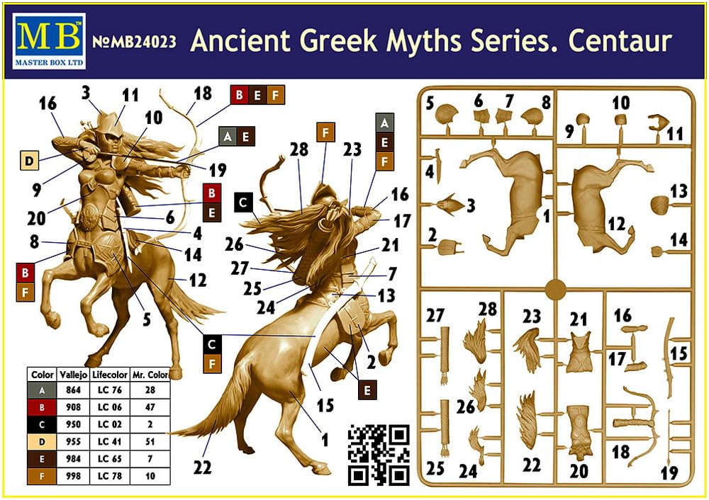 Master Box 1/24 Scale Greek Mythology Series Archer Centaur, Half-Human, Half-Beast Plastic Model, MB24023