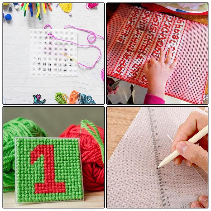 AEE4-4 PCS 14 Count Plastic Mesh Canvas Sheets For Embroidery, White Plastic Needlepoint Canvas (8 X 11 Inches)