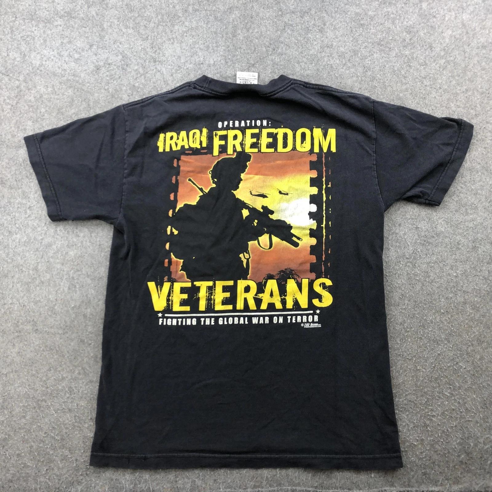 Operation Iraqi Freedom Veterans Shirt Mens Medium Black Military Graphic VTG L