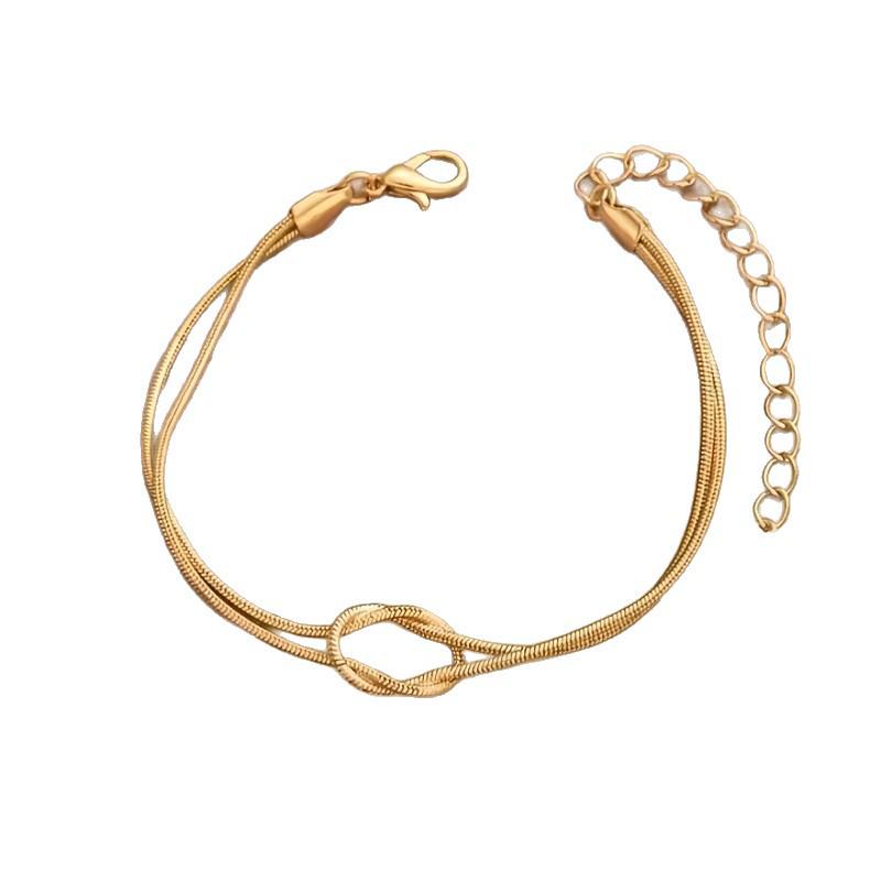 European and American Luxury Minimalist Snake Bone Double-Layer Knotted Bracelet