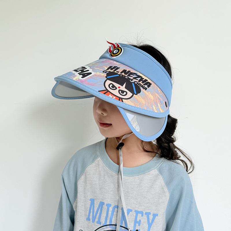 Children's Sun Protection Hat with Fan Boy Summer Outdoor Sky Top Hat Girl Retractable Large Hat Brim Sun Hat