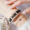 Women's Rectangular Quartz Watch Fashion Crystal Inlay Ceramic & Alloy Band Waterproof Elegant Dress Wristwatch for Ladies