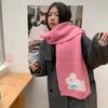 New Winter Warm Scarf for Women Rabbit Dog Cartoon Handmade Bow Winter Knitted Wool Imitation Cashmere