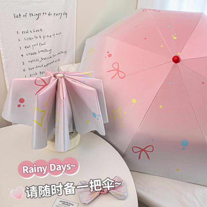 New small fresh eight bones hand open vinyl sunscreen umbrella red nose cartoon cute sun umbrella creative one piece hair