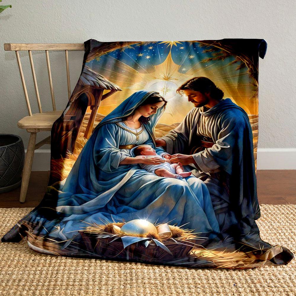 

Holy Family Nativity Scene Blanket Printed Blanket for Living Room Bed Couch lunch break Soft Cozy Blanket for Friend s festival Gift 80cm x 120cm