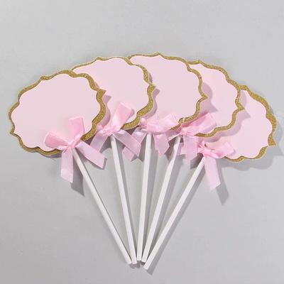 5 Pieces Cake Decoration Writing Board Inserting Blessing Baking Color Star Happy Birthday Holiday Bowknot Inserting Party Supplies