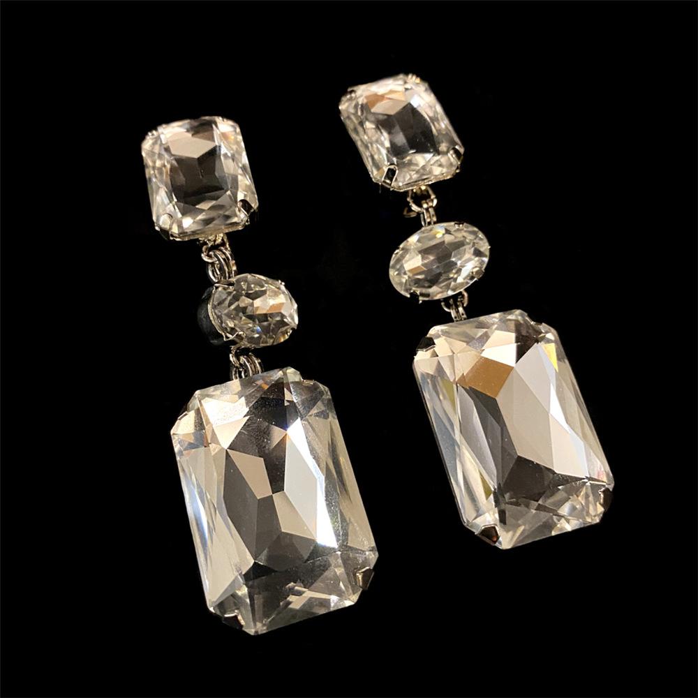 New Square Rhinestone Pendant Earrings Fashion Simple Shiny Earrings Earrings Women'S Earrings Accessories