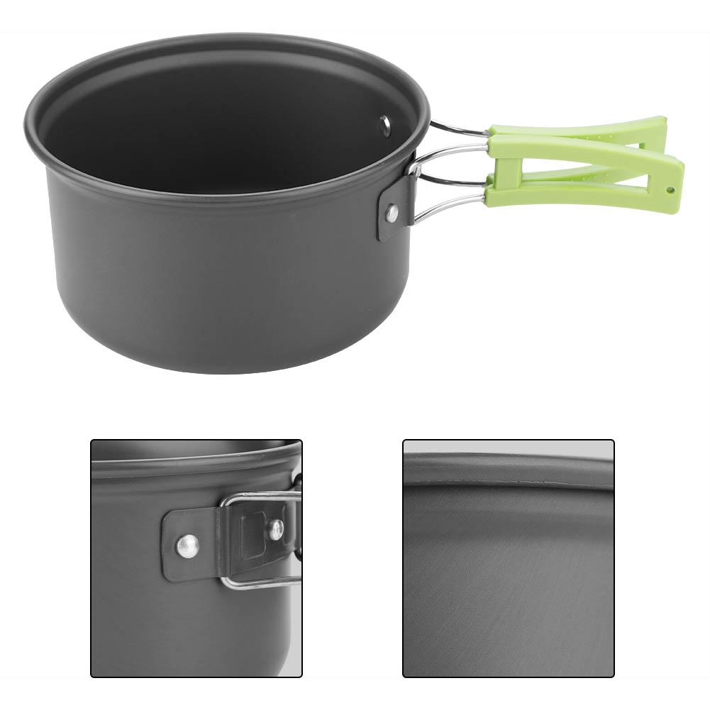 8PcsCelsiusset Portable Outdoor Travel Camping Picnic Cookware Cooking Pot Pan Bowel Set(Black)