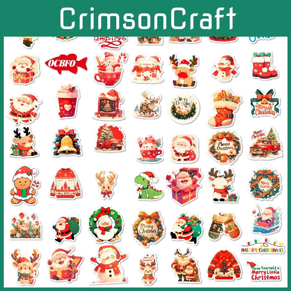 Christmas 50pcs Stickers Santa Claus Waterproof Cartoon Decal Car Laptop Decor