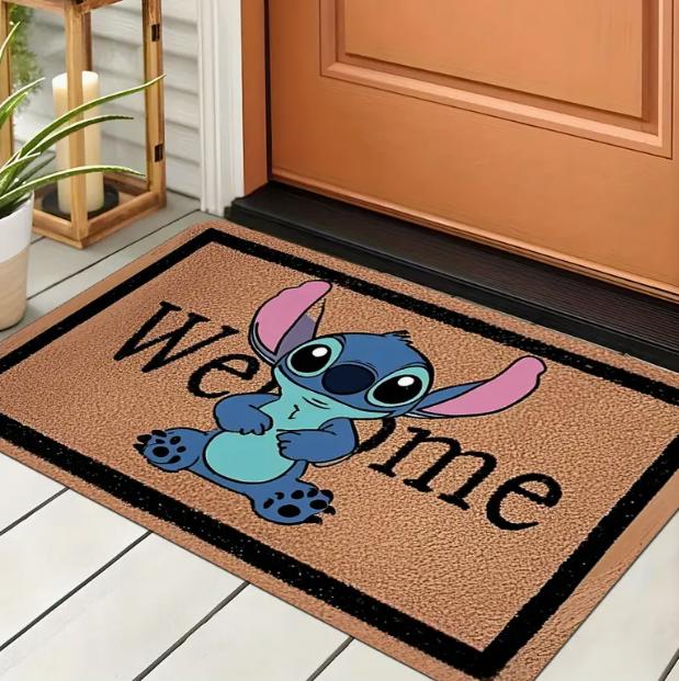 1 szt. Stitch The Movie Mata powitalna na drzwi Antypoślizgowa Żywy kwiatowy wzór Można prać w pralce Łatwa do czyszczenia Dekoracja domu Dywan dla dzieci