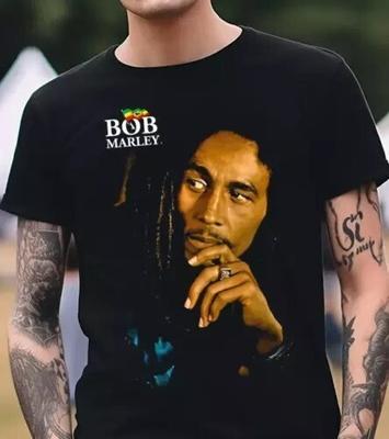Bob Marley T-Shirt Schwarze Baumwolle S-5XL