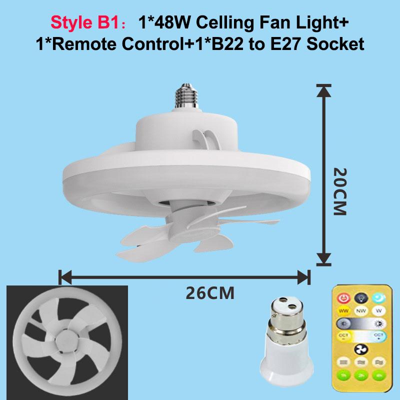 48/60W LED Ceiling Fan Light Remote Control E27 Lamp with 360 ° Rotation Cooling Electric Fan 85-265V Chandelier for Room Decor