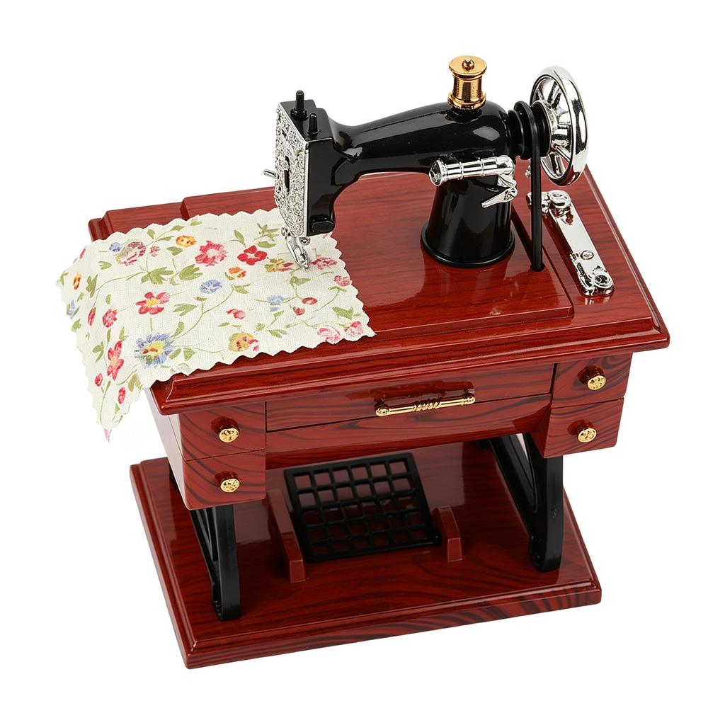 Mini Sewing Machine Music Box Wind Up Vintage Musical Toy for Tabletop Decoration Holiday Gift 1010 Mini Sewing Machine