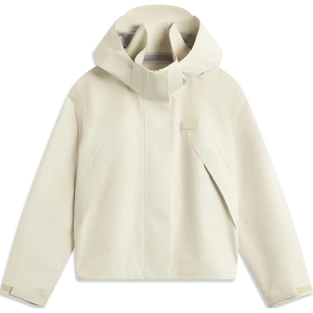 Li Ning Sports Lifestyle Series Solid Color Zipper Hooded Soft Comfortable Versatile Windproof Breathable Jacket Women Jacket Oatmeal-Gray AFDU808-1
