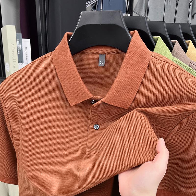 Men's Summer 2025 Pure Cotton Short Sleeve Lapel T-shirt