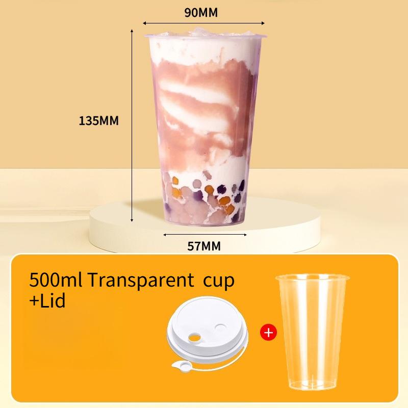 90mm Mouth Commercial PP Injection Cups  Disposable Milk Tea Cups with Lids Thickened High Transparent Plastic Drink CupsLarge Caliber Straws
