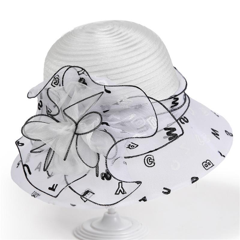 Elegant temperament organza hat women's spring summer bucket hat versatile top hat travel sun hat