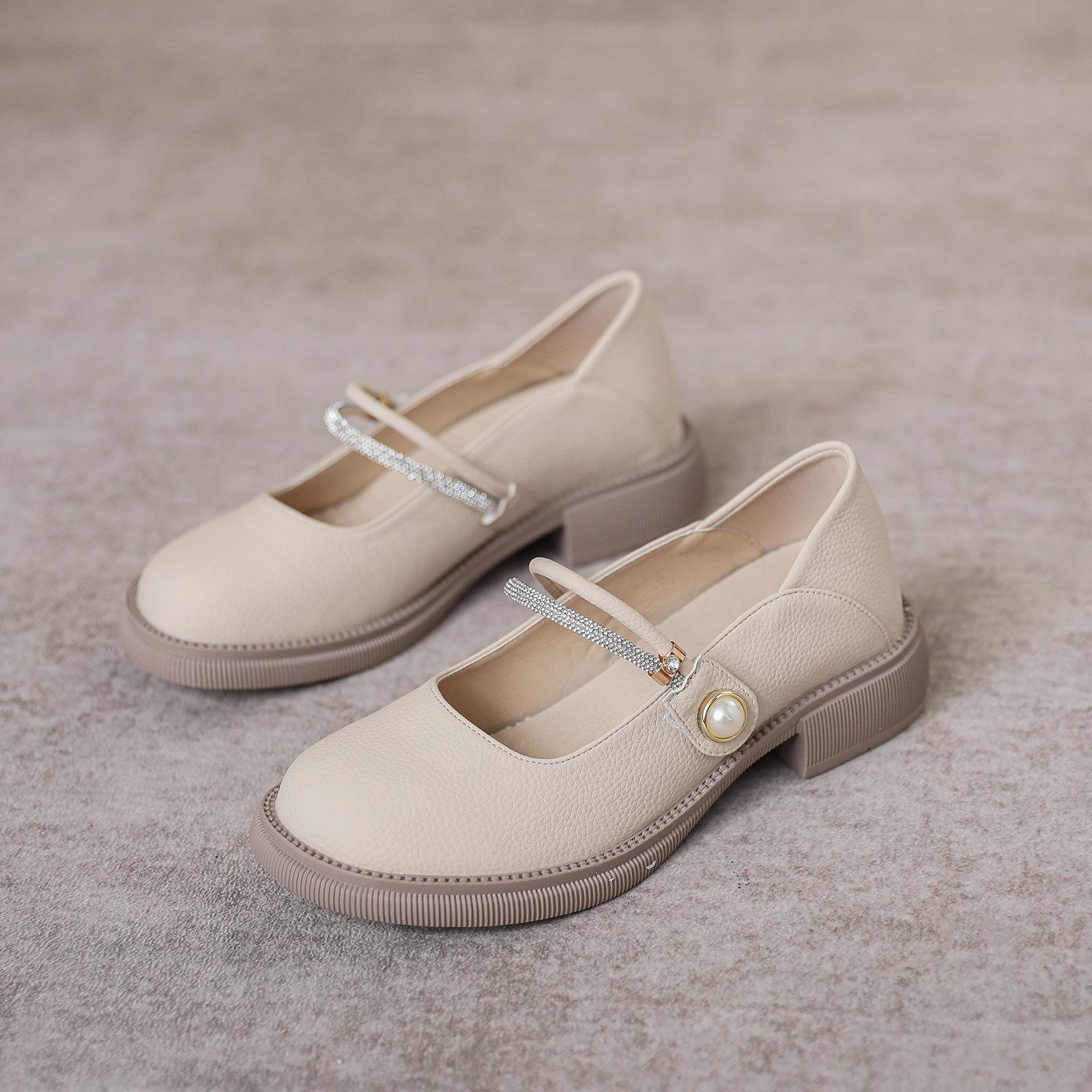 

Mary Jane shallow single shoes women 2025 new retro soft leather inner height increase British small leather shoes fairy small size 3233 39