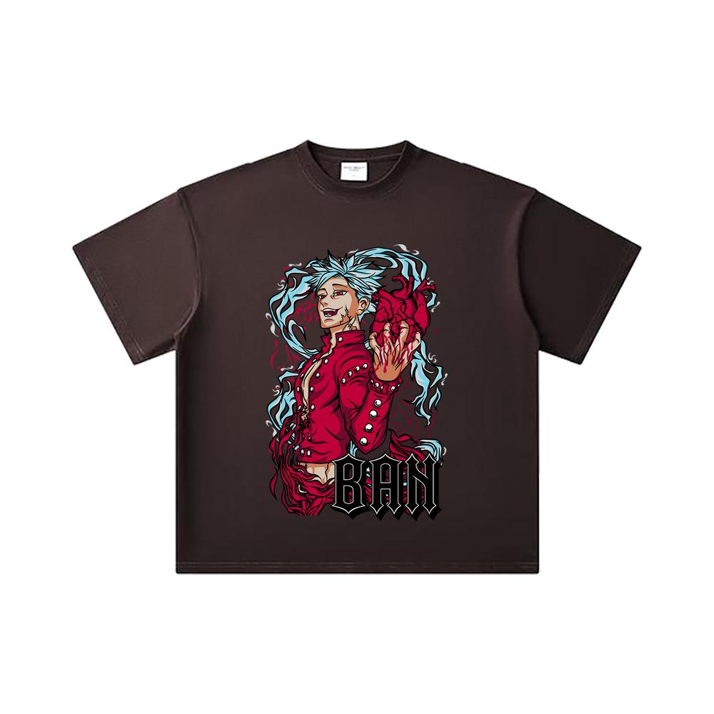 260 GSM Double Yarn 32 Count 100% Cotton Seven Deadly Sins V1 Ban Print Unisex Heavy Cotton T Shirt