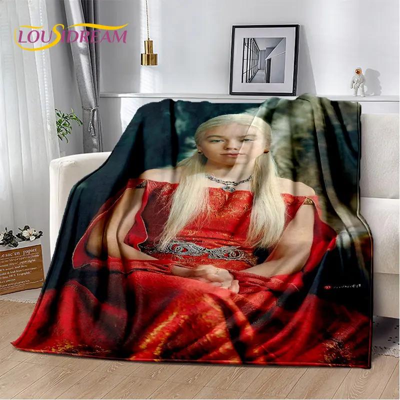 House of The Dragon TV-Film Weiche Plüschdecke, Flanelldecke Überwurfdecke für Wohnzimmer Schlafzimmer Bett Sofa Picknickdecke Kinder