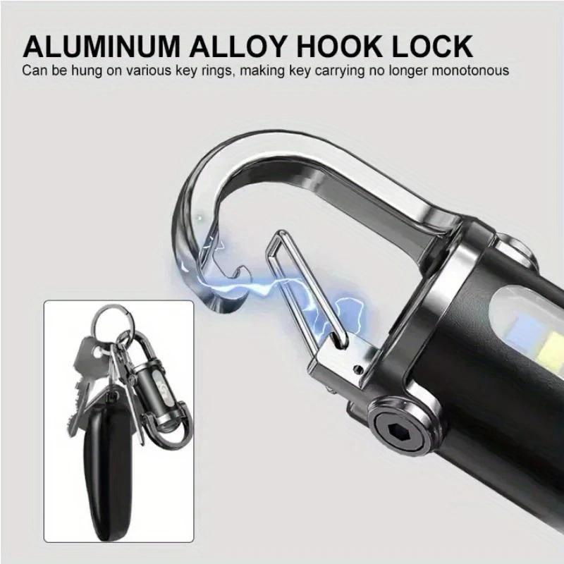 Powerful Mini COB LED Keychain Flashlight USB Rechargeable Hanging Work Light Waterproof Keyring Camping Walking Pocket Lamp