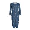 Women's Fashionable Casual Long-Sleeved Round Neck Floral Print Zipper Dress