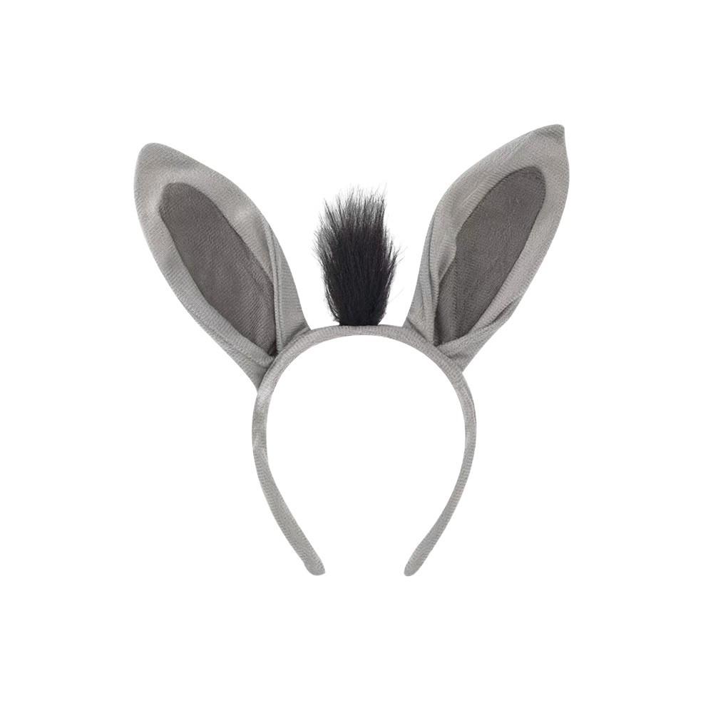Children's Halloween Donkey Costume Set: Animal Ear Headband, Butterfly Bow, and Tail.