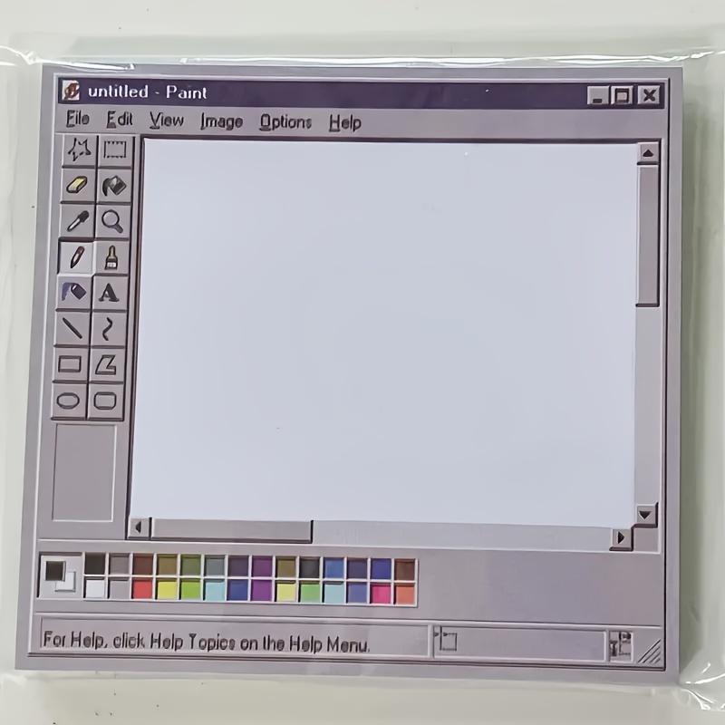 Sticky Notes 50 Sheets Retro Computer Drawing Pad - Square Design, Perfect for Artists and Office Use, Ideal for Creating Vintage Style Artwork