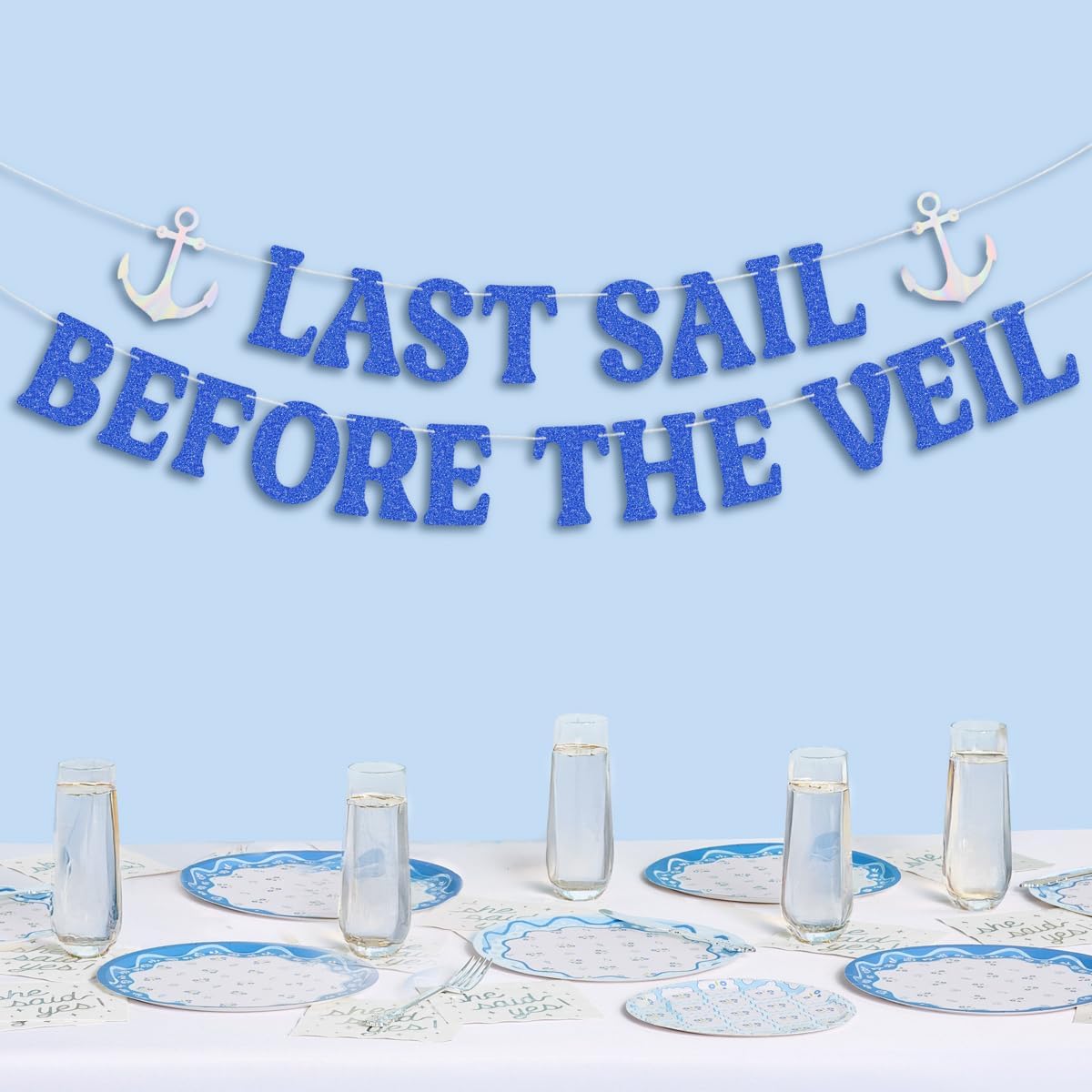 xo, Fetti Last Sail Before the Veil Banner - 5 Ft. | Nautical Bachelorette Decoration, Coastal Bridal Shower Decor, Bride To Be Party Decor, Bach