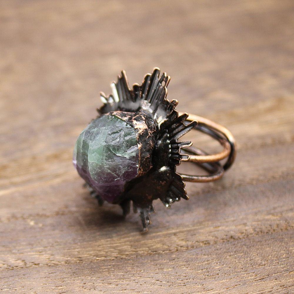 Gothic Adjustable Rings Boho Raw Stone Rings Natural Stones Natural Crystal Rings Handmade Jewelry