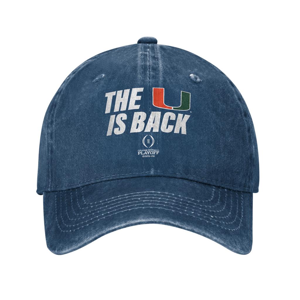 Miami Hurricanes 2025 College Football Playoff The U is Back Sun Baseball Cap  y2k Funny Men Adult Skate Baseball Caps Gift