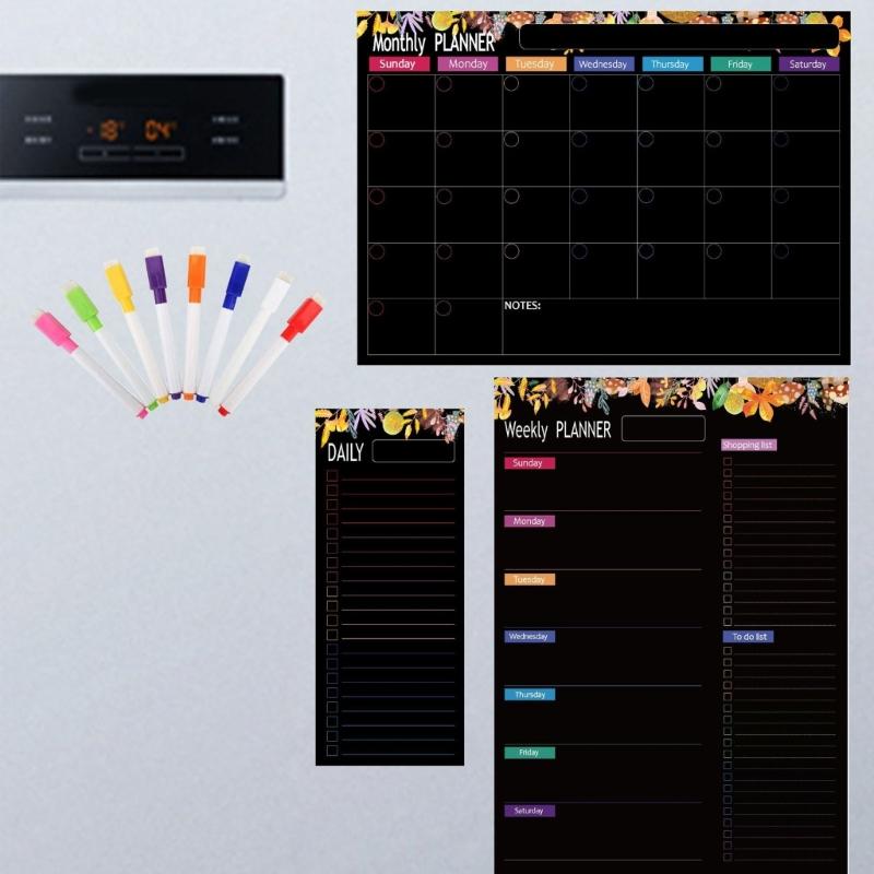 Fridge Magnetic Calendar Weekly Monthly Planner Magnetic Fridge Calendar Whiteboard for Kitchen Grocery Shopping List