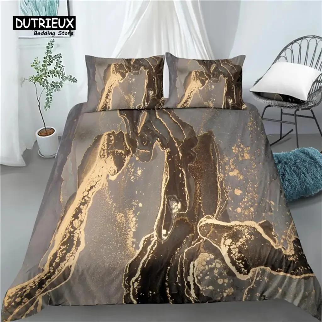 Home Living Luxury 3D Marble Print Comfortable Duvet Cover PillowCase Bedding Set Queen and King EUUSAU Size