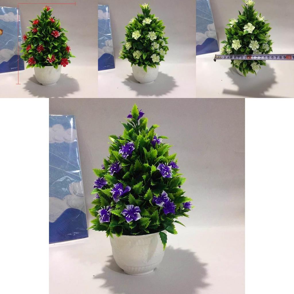 Künstlicher grüner Pflanzentopf mit 26 Kirschblüten für Schreibtisch im Büro und Wohnzimmer