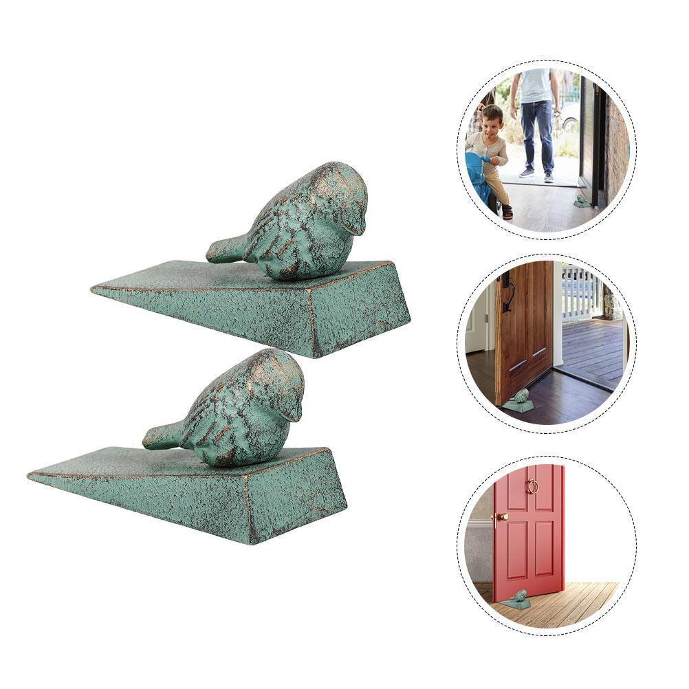 Buy 2pcs Cast Iron Bird Door Stop Wedge Decorative Padded AntiScratch