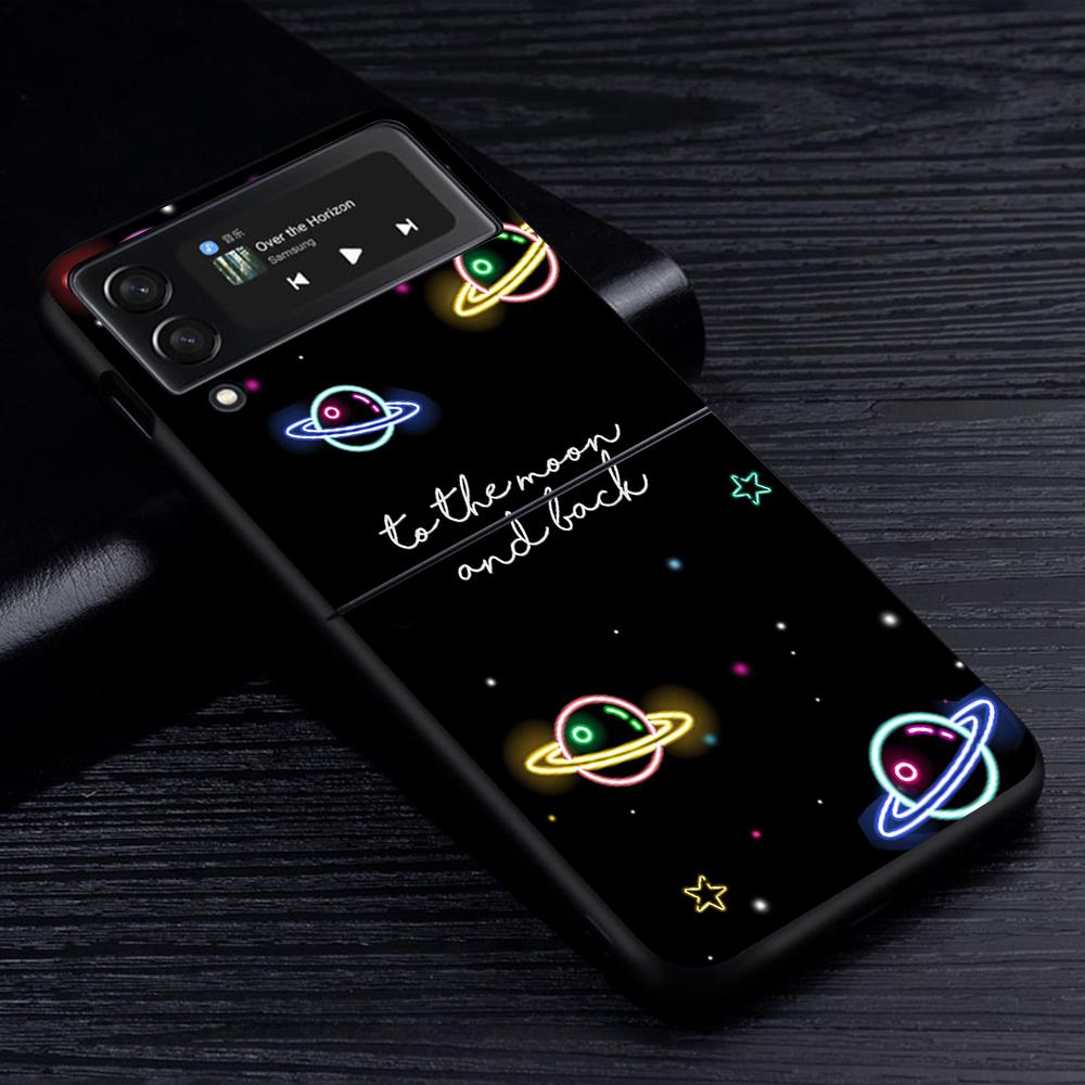 Cell Phone Case for Samsung Galaxy Z Flip3 5G Flip4 Black Coque Z Flip 3 Hard PC Luxury Cover Zflip3 Funda Starry Sky Pattern