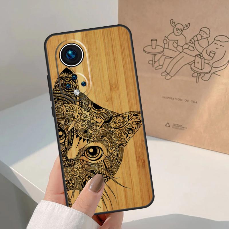 Natural Bamboo Wood Animal Print Case For Honor Magic 7 6 5 Lite Cover For Honor 200 400 Pro 50 70 90 X9 X8a X8b X9a X9b X9c