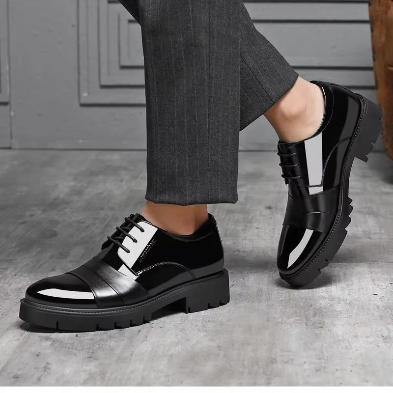 Patent Leather Splicing Men Elevator Shoes 4/7/9 CM Height Increase Lift Men Formal Oxford Shoes for Business Wedding Footewar