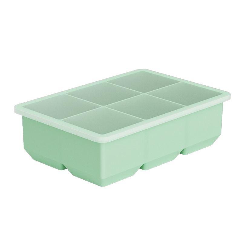 Large Ice Cube Mold with Lid Stackable Soft Silicone Square Tray for Cocktails Camping Use