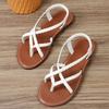 Mode Sommer Neuer Stil Mode Lässige Dünne Riemchensandalen Einfarbig Runde Zehe Leichtgewicht Flacher Absatz Zehenfrei Damen Schuhe